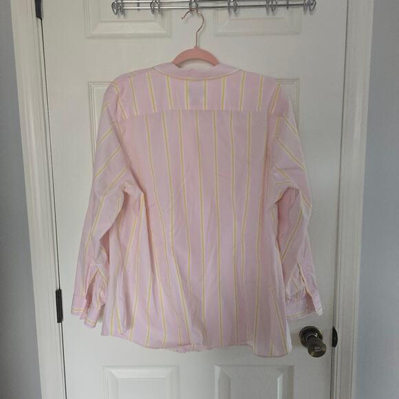 Lands' End Pink Pinestripe Button Down Blouse Plus Size No Iron Cotton 18W - Picture 10 of 11